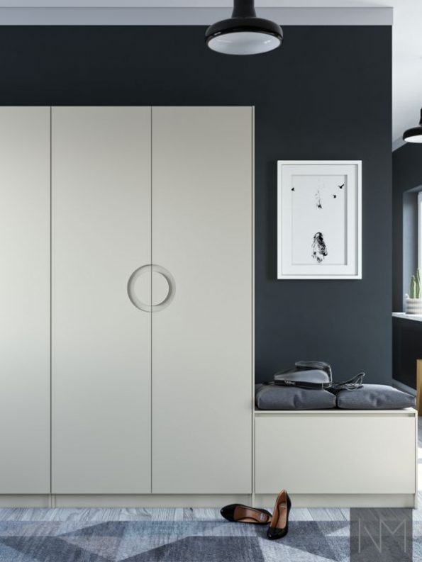 Doors for PAX wardrobe in Moon design. Colour Jotun 8470 Smooth White.