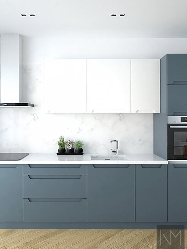 white and blue kitchen fronts