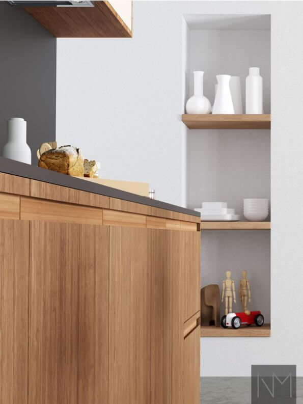 Inline Bamboo kitchen fronts with moulded finger pulls