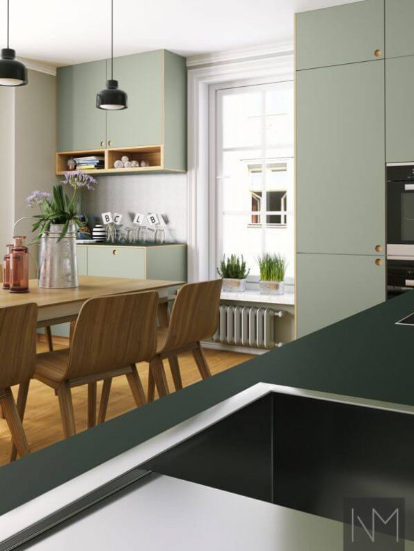 circle design kitchen fronts olive green