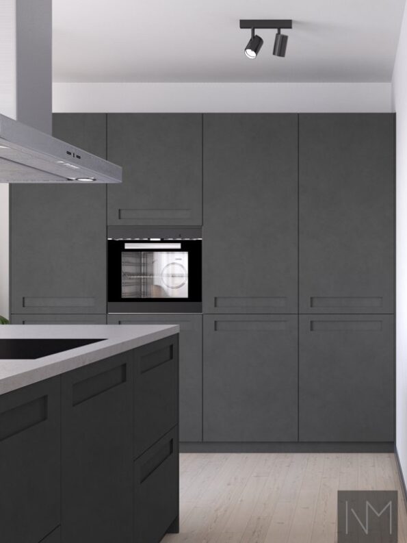 Fronter til kjøkken og garderobe i Pure Ontime design. HDF farge grå