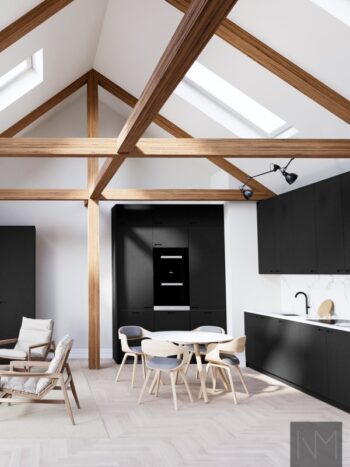 Kjøkken- og garderobefronter i Pure Exit design. HDF farge svart