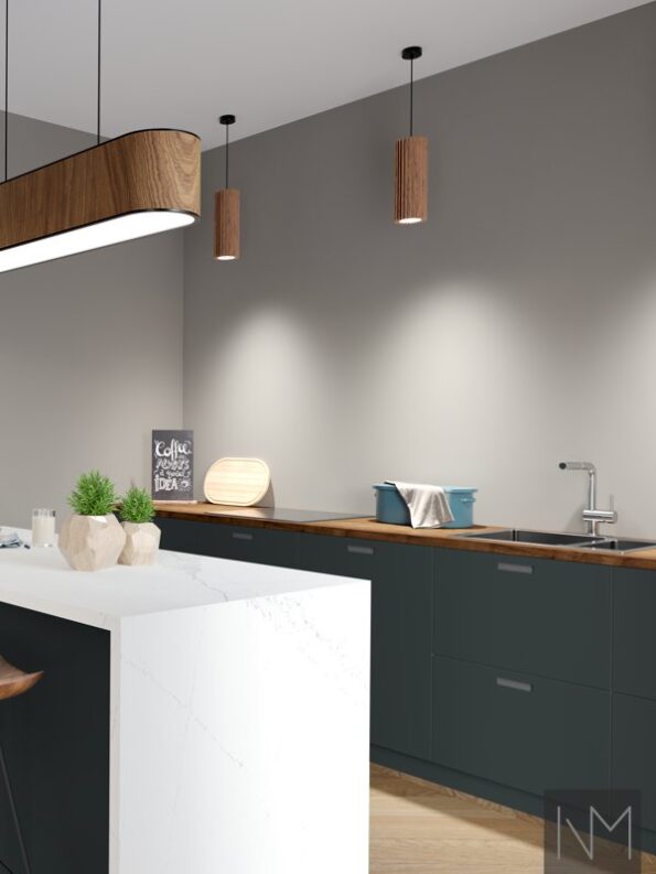Kitchen fronts in Pure Linoleum Exit design. Color HDF light grey, linoleum 4155 Pewter.